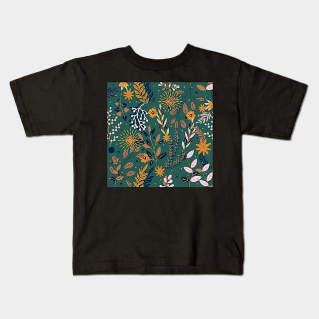 Forest Floral Print Kids T-Shirt by Tezbcreates